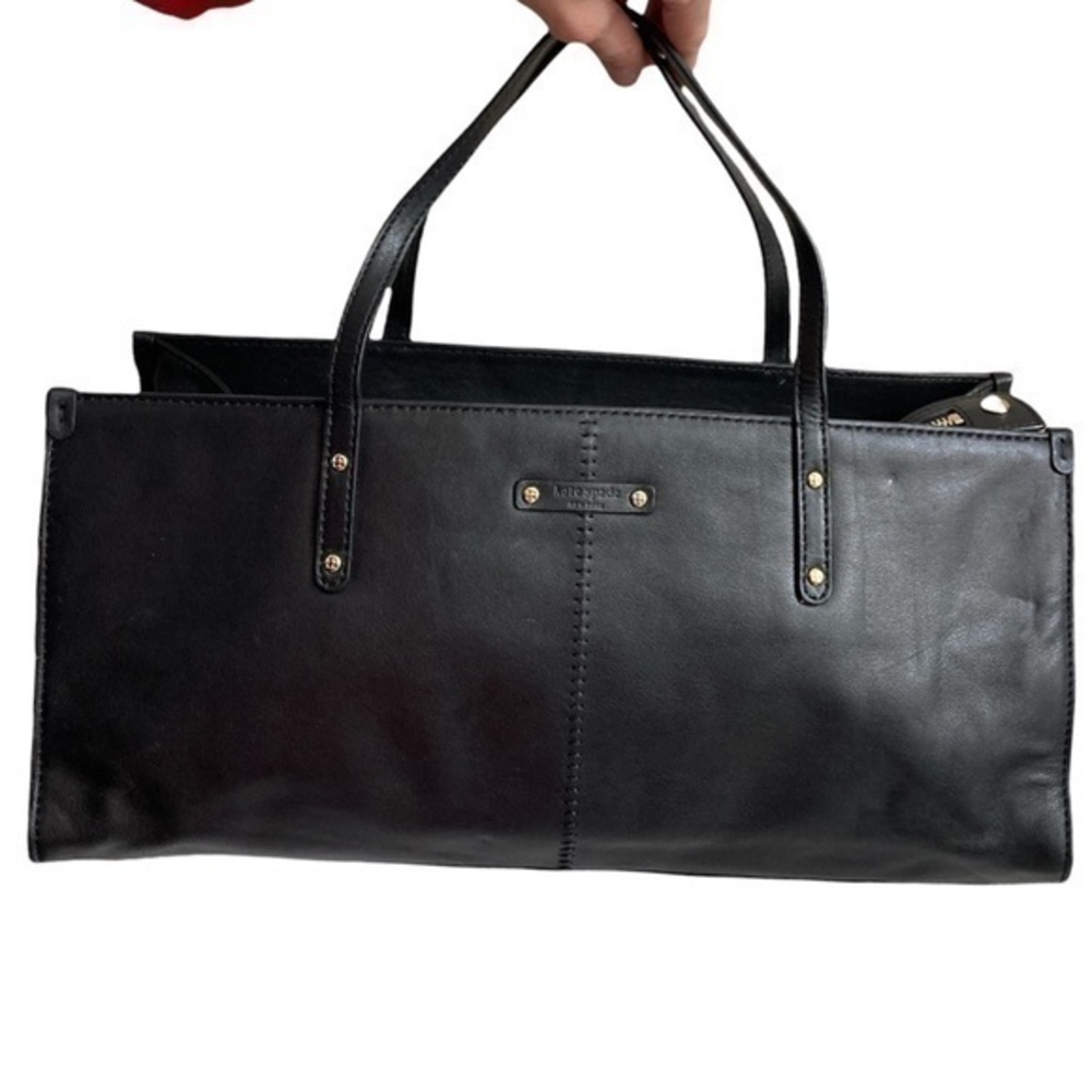 Kate spade black leather tote bag